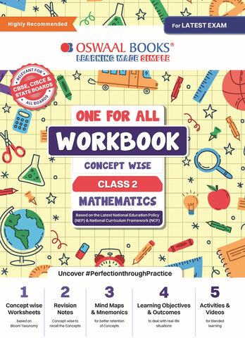 Oswaal One for All Workbook with Practice Worksheets Class 2 – Maths | As per NEP & NCF (NCERT) | Useful for CBSE & ICSE | Build Strong Number Sense & Daily Practice Habits