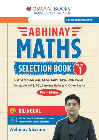 Abhinay Maths Selection Book – Vol. 1 Bilingual Workbook for SSC CGL, CHSL, CAPF & All Govt Exams Concept Based Qs with Video Solutions | Geometry, Mensuration, Coordinate Geometry (For Latest Exam)