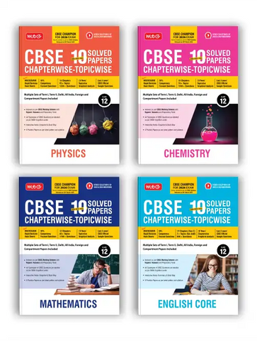 CBSE 10 Years (2025-2016) Chapterwise Topicwise Solved Papers Class 12 Physics, Chemistry, Mathematics and English (Set of 4 Books) – CBSE Champion For 2026 Exam | Video Solution of PYQs