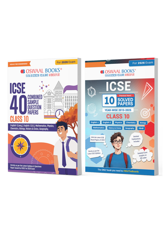 ICSE Class 10, 40 Combined Sample Question Papers + 10 Previous Years' Solved Papers Physics, Chemistry, Maths, Biology, English Paper-1, English Paper-2, History& Civics, Geography (Set of 2 Books) for 2026 Board Exams
