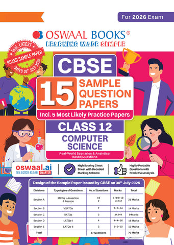 CBSE 15 Sample Question Papers Class 12 Informatics Practices for 2026 Board Exam (As per CBSE Sample Question Paper issued on 30 July 2025), recommended by 2025 CBSE Toppers with Chapter wise Highly Probable Questions