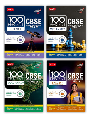 MTG CBSE Class 10 100 Percent Science, Mathematics, English & Social Science For 2025 26 Exam (Set of 4) | As Per Latest NCERT & CBSE Syllabus | Chapter Wise Question Bank, Theory Available All in One Book